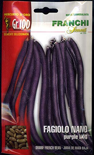 Franchi sementi semi di fagioli e fagiolini nani e rampicanti in confezioni varie (nano purple king, 100 grammi)