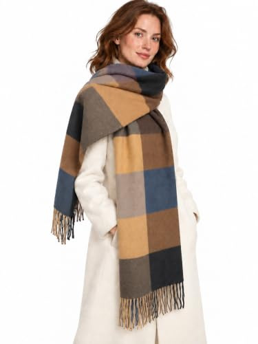 DiaryLook Ladies Scarf for Women UK, Soft Winter Gifts for Women and Her | Warm Shawl Wrap with Tassels, Tartan Check Oversized Scarf, Gift for Mum Grandma Birthday Christmas