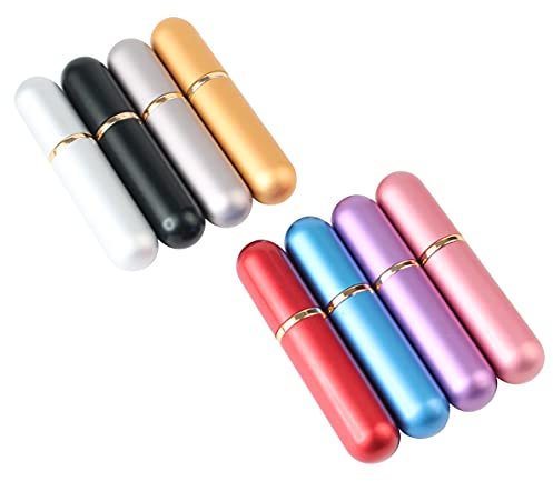 IMIROOTREE Inhalator für ätherische Öle, Aluminium, Aromatherapie, Nasen-Inhalatoren mit 8 Baumwolldochten, leer, nachfüllbar, tragbar, Milti-Farbe-Inhalator-Röhren für Reisen, 8 Stück