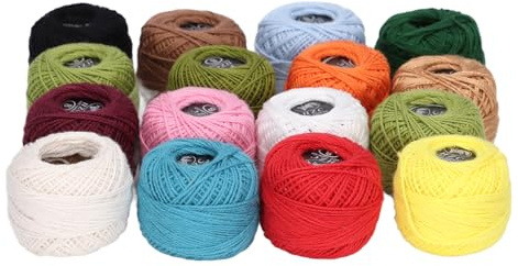 Set di 16 Gomitoli di Cotone per Uncinetto, Filato Multicolore per Lavori a Maglia, Progetti DIY e Applicazioni