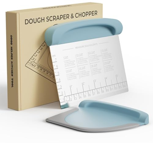 Raschietto da banco per impasto, ciotola per pasticceria, per pane, torta, pizza, coltello da cucina, raschietto per impasto, raschietto per alimenti in acciaio inox con manici antiscivolo e scala di