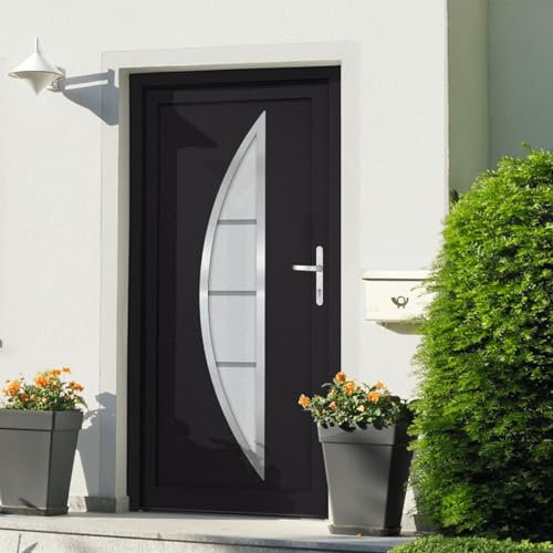 Haustür Anthrazit 98x190 cm PVC, LAPOOH Zimmertür, Eingangstür, Innentüren, Wohnungstür, Nebeneingangstür - 1 x Tür,1 x Handgriff-Set,1 x Schlüsselsatz,1 x Dichtungsband,1 x Montagesatz