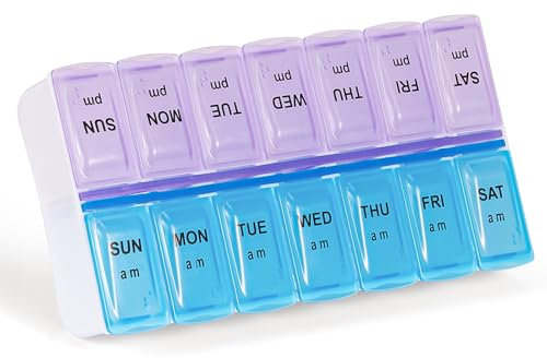 tablettenbox 7 tage, morgens und abends, insgesamt 14 Fächer, tablettenbox 7 tage morgens abendsPillendose zur Aufbewahrung von Fischöl, Vitaminen