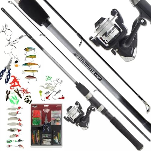 Fishing Rod & Reel Combo 4.5ft 2-Piece Rod, Pre-Spooled Reel with 8lb Line, 101pc Lure Set for Freshwater & Sea Fishing – Compact & Ready to Use Bundle Kit