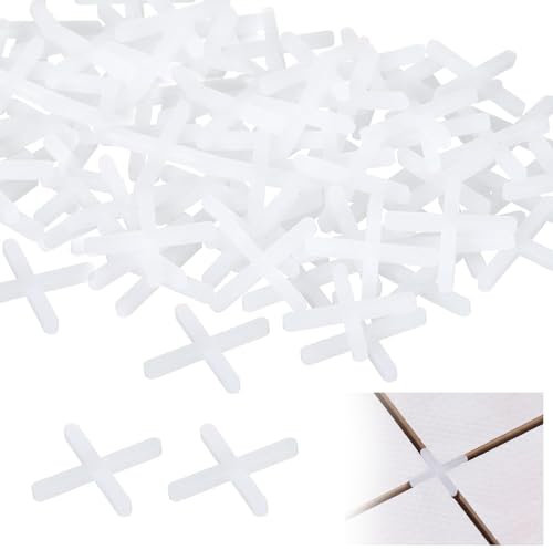Lot de 500 entretoises de carrelage en plastique de 3 mm en forme de croix - Outils de carrelage en céramique pour fixation de tapis de nivellement de carrelage (blanc)