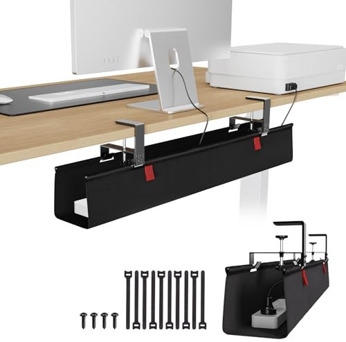 KEEGH Large No Drill Under Desk Cable Management Tray 36 in, Black