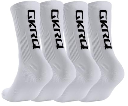 GKRQ calcetines ciclismo calcetines ciclista transpirables compresión secado rápido medias unisex carretera (4white) Anti-Ampollas, Transpirables, Secado Rápido - Soporte del Arco - Nylon Resistente