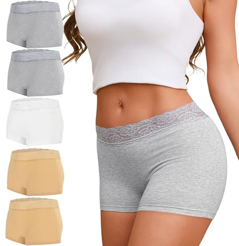 Leversic Culotte Donna Cotone Vita Alta in Pizzo Intimo Donna Comodo e Traspirante, Shorty Invisibile Senza Cuciture, Slip Coprente Elegante S-XXL