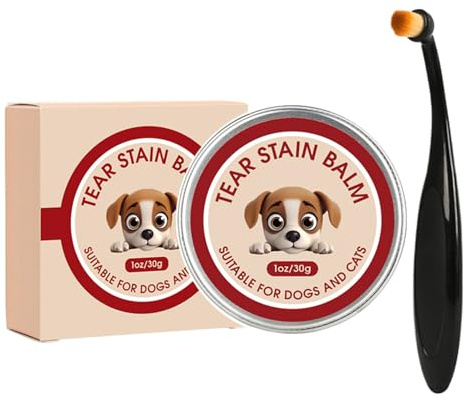 Genérico Yeux pour chiens – Détachant les larmes avec baume de 40 g et brosse, soin pour éliminer la décoloration des sécrétions oculaires | Chien larmes