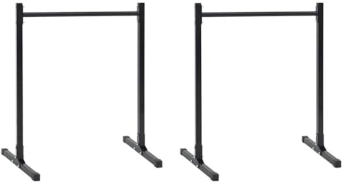 GeenYuu Dip Station 2 stycken svart pulverlackerat stål 55 x 90 x 104,5 cm justerbar för styrketräning kalisthenic träning i hemmagym med stabil konstruktion och hög lastkapacitet