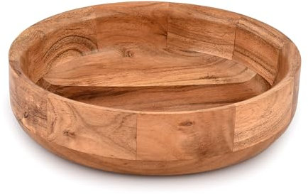 Kaizen Casa Runde Servierschale aus Holz für Obst, Dessertplatte, Tablett, Küche, Esszimmer, Obst, Dessert, Snack