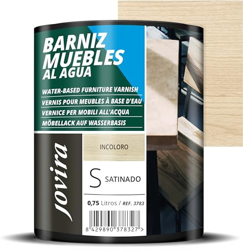 JOVIRA PINTURAS BARNIZ MUEBLES SATINADO al Agua, para el cuidado y decoración de muebles de madera. (750 Mililitros, Satinado)
