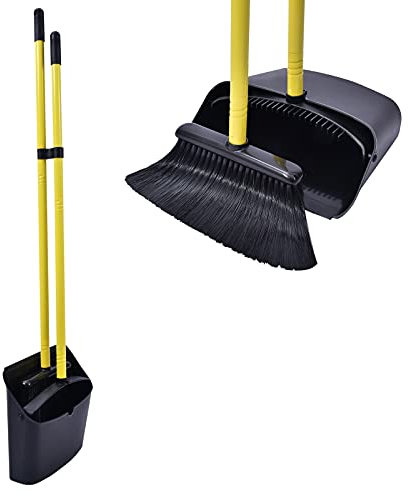 Jekayla Escoba y recogedor, barredora y recogedora de Polvo Combinados con una manija Extensible de 137 cm de Largo para el Barrido de Limpieza del hogar (Negro)