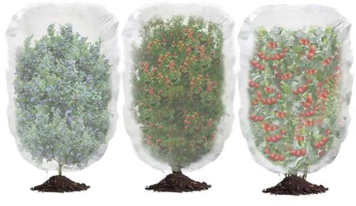 Bird Netting for Blueberry Bushes, 3 Pack 4.9 X 3.2 Ft Cicada Netting for Fruit Trees, Blueberry Bush Netting Cover, Protective Garden Plant Covers for Tomatoes, Flowers, Vegetables