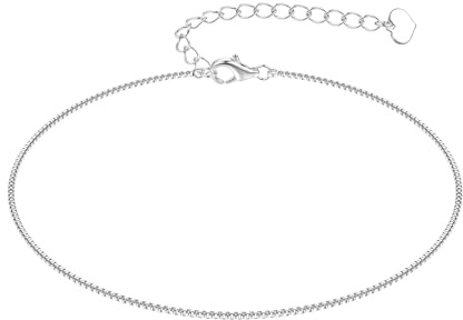 ORAZIO 925 Braccialetto Alla Caviglia In Argento Sterling Multistrato Cavigliere per Le Donne Cuore Rotondo Cavigliere A Sfera Catena Regolabile Spiaggia di Estate Dei Monili Del Piede