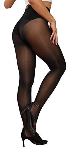 Fohevers Mujeres Medias 8 Negador Barriguita Control Pantys Alto Cintura Sin Costura Aceitoso Brillante Medias