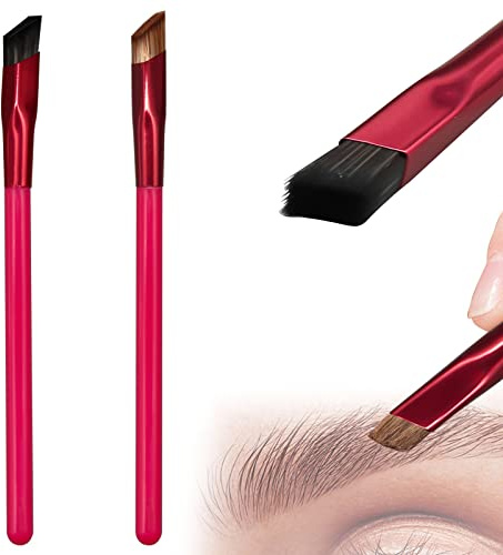 2-in-1 Multi-Function Brow Brush - Angled & Contour, Ultra-Thin Eyebrow Brush Makeup Tool (Brown, Black)