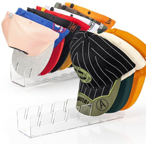 OAPRIRE Hat Stand for Baseball Caps, No-Install Acrylic Hat Organizer and Display for Closet/Desktop, Baseball Hat Storage Holds 14 Caps, Space Saver Hat Rack Hat Holder (2 Pack, Clear)