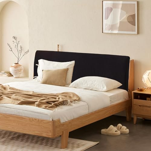 LEKEFET Bett Kopfteil Schonbezug: 180 cm, Staubdichte Stretch Bett Abdeckung, Dehnbar, Waschbar, Abnehmbar für Schlafzimmer (Schwarz)