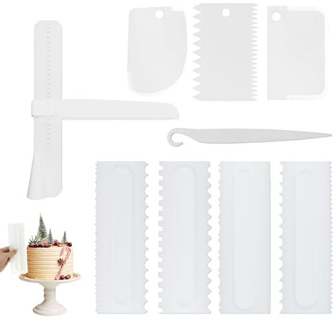 Tortenschaber Kuchen Schaber, 9 Stück Verstellbar Kuchen Glatter Tortenspachtel, Cake Scraper Set, Tortenglätter Fondant Glätter, Torten Schaber Kuchenschaber für Buttercreme Backwerkzeuge
