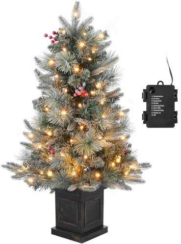 90cm Weihnachtsbaum Künstlich Premium Weihnachtsbaum mit 78 Warmweiß LEDs - Batteriebetrieben Künstlicher Weihnachtsbaum mit 8 Einstellbare Modi, Weihnachtsbaum mit Dichte Zweige (1)