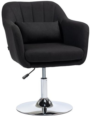 HOMCOM Sessel Wohnzimmer Loungesessel Relaxsessel mit Metallrahmen Lesesessel mit Leinenoptik, Polstersessel für Schlafzimmer, Wohnzimmer, Schwarz