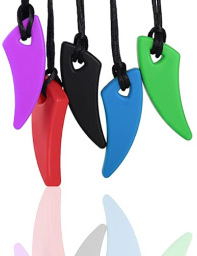 FITULABO Collane sensoriali da masticare, confezione da 5 pezzi, in silicone, per alleviare l'ansia, per bambini autistici, motori orali, autismo, ADHD SPD (a forma di denti)