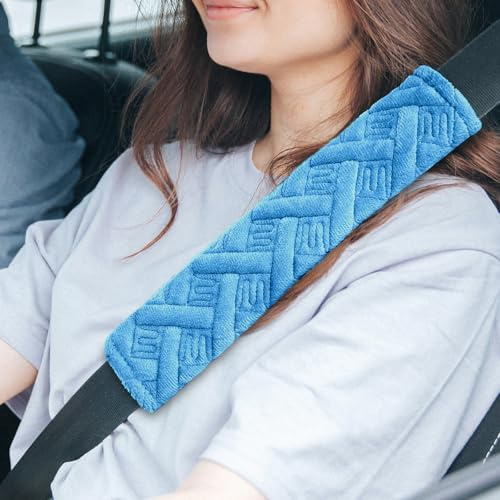 2PCS Seat Belt Pads, Auto Seat Belt Cover, Soft Seatbelt Shoulder Pad, Seatbelt Covers for Adults and Children, Universal Comfort Harness Pads for Car, Truck, SUV, Airplane (Blue)