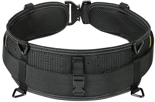 TUFFWORX Cinturón de herramientas, 92 cm de largo, 13 cm de ancho, ajustable hasta 140 cm de contorno de cintura, con hebilla de seguridad, color negro, talla XXL