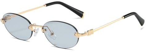KTUCN Occhiali da sole eleganti con montatura ovale per donna e uomo, senza montatura, per viaggi, guida, occhiali da sole, 6,137 mm