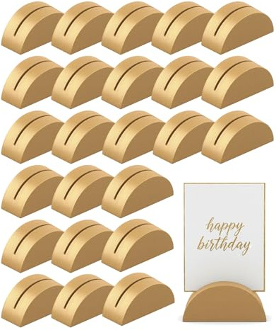 Geyynow 24 PCS Gold Place Card Holders for Table, Lightweight Wooden Wedding Table Number Stands