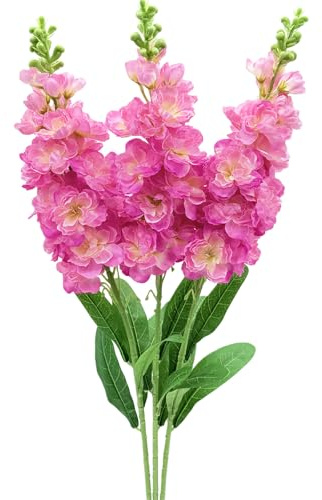 LILOCOO 3pcs Artificial Delphinium Flowers Pink