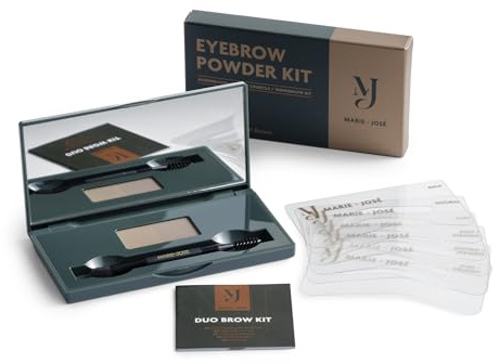 Marie-José Duo Set de poudre à sourcils imperméable avec pochoirs et pinceau (Blond foncé & Brun clair)