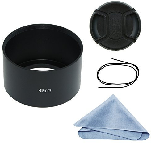 SIOTI Camera Long Focus Metal Lens Hood with Cleaning Cloth and Lens Cap Compatible with Leica/Fuji/Nikon/Canon/Samsung Standard Thread Lens