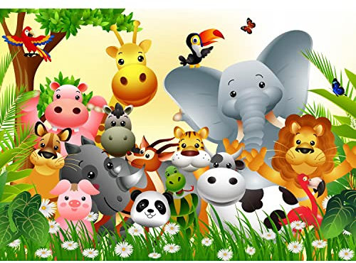 Runa Art Fototapete Kinderzimmer Tiere 352 x 250 cm Vlies Tapeten XXL Moderne Wandtapete Babyzimmer Bunt 9366011a
