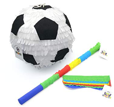 Nislai Piñata Calcio Piñata Set | Geburtstag Piñata | Fußball Abschied | Hochzeiten | Junggesellinnenabschied | 3D-Design | einschließlich Stock und Maske | Maße ca. 25 x 25 x 25 cm
