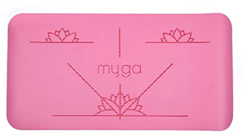 Myga Ausrichtungs Yoga Matte – rutschfeste Pads für zusätzliche Dämpfung mit Ihrem Knie – Ellbogen und Handstütze – (66cm x 34cm x 5mm) Rosa