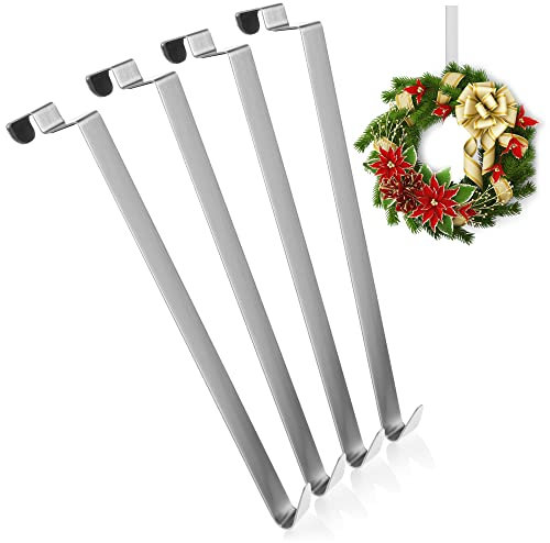 com-four® 4x ganci per porta in acciaio inox - ganci da 27 cm per ghirlande e decorazioni per porte - appendini per porte - per interni - ganci per cappotti da appendere