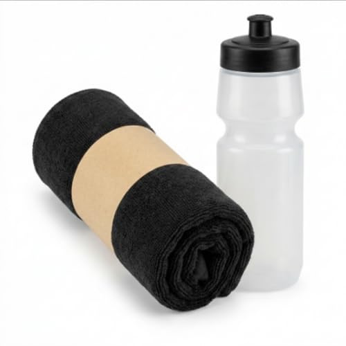 Fit Shape Asciugamano Palestra in Microfibra 50x100 cm – Leggero, Compatto, Asciugatura Rapida – Sport, Corsa, Yoga – Nero