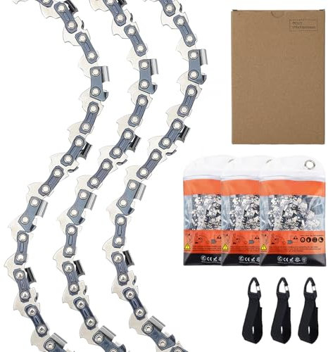 3er-Pack Sägeketten 35 cm 3/8LP 1,3 mm 52 Antriebsglieder Rückschlagsarme Kette kompatibel mit Oregon, Husqvarna, Dolmar, Einhell, Ryobi und mehr