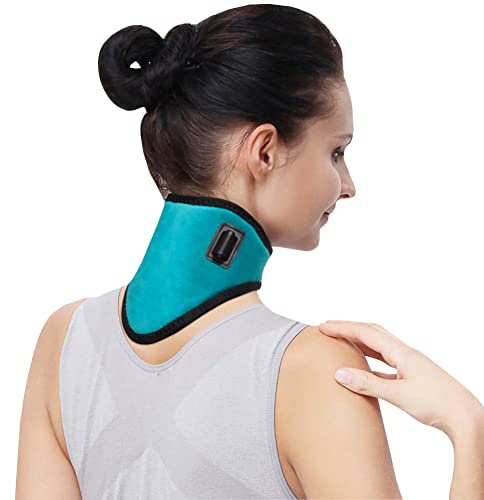 SIQITECH Minerve Cervicale Médicale Homme Femme Minerve de Cou USB Chauffage à Trois Température Couvre Cou Chauffant Collier Cervical Réglable pour Voyage Voiture Bureau 52 x 13,7 CM Vert