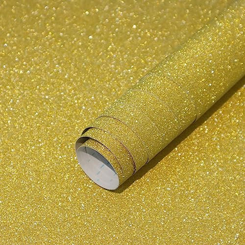 CiCiwind Selbstklebende Tapete 44×300CM Gold Glitzer Tapete Möbelfolie Selbstklebend Wandverkleidung Selbstklebend Vinyl Klebefolie für Wohnzimmer Schlafzimmer Wand Schränke Tisch Dekor