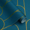 CiCiwind Selbstklebende Tapete Gold und Türkis Geometrische Tapeten 44CM×10M Streifen Wandverkleidung Selbstklebend Verdicken Möbelfolie Selbstklebend Wasserfest Wand Schränke Möbel Vinyl Klebefolie