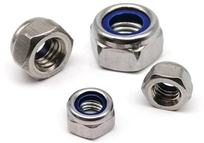 5/10/50 Uds rosca de mano izquierda M4 M5 M6 M8 M10 M12 M16 304 tuerca de bloqueo automático de inserción de nailon hexagonal de rotación inversa de acero inoxidable contratuerca Nylock(Size:10pcs M8)