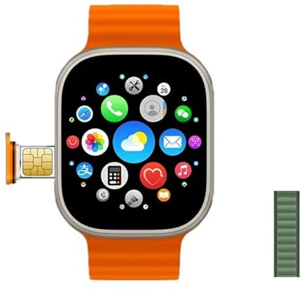 HW ULTRA 2 CALL - Reloj inteligente AMOLED GPS 4G SIM, cámara dual, NFC, impermeable, monitor de salud, Android, para hombres y mujeres, 2024 (verde línea)
