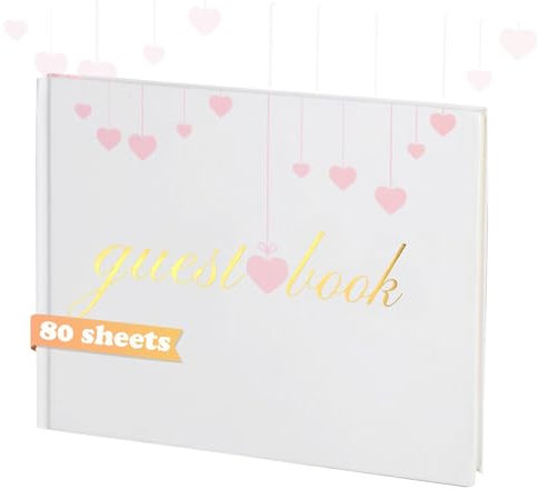 NCCHDZSW Libro degli ospiti per matrimonio, 19 x 24 cm, libro degli ospiti, 80 pagine, libro degli ospiti, battesimo, per matrimoni, baby shower, compleanni, battesimi, anniversari