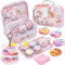 deAO Juego de Té Infantil Juguete, Juegos de Té para Niños, Estuche de Transporte Estaño de Tetera para Fiestas del té y Juegos de Simulación, Regalo para Niñas 3 4 5 6+ Años (Unicornio Rosa)