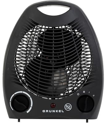 Grunkel calefactor de baño de bajo consumo potencia 2000W con 3 modos, 6 niveles de potencia y sistema contra sobrecalentamiento y antivuelco. Ligero y fácil de usar con cable 1m.