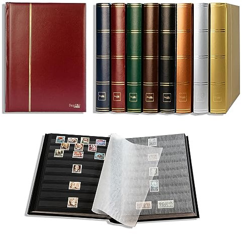 Prophila Collection 64 pagine nere, album di francobolli, copertina rossa imbottita