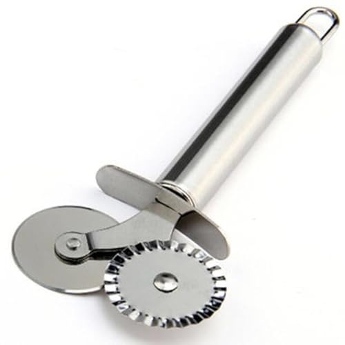 Tutoy Rotella tagliapizza in acciaio inox, doppia lama rotante, coltello da pasticceria rotondo per la cottura